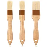 Gjinxi 3 Stück Backpinsel 1,5" und 1" Naturborstenpinsel Zum Kochen Butterpinsel Für Küche Lebensmittelpinsel für Öl Und Soße Grillpinsel Backpinsel Einfach Zu Handhabender Küchenpinsel Küchenutensil