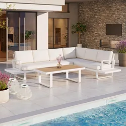 Loungegarnitur Tilly Creme Metall/Outdoorstoff +Abdeckung