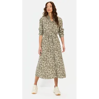 CAMEL ACTIVE Langes Hemdblusenkleid mit Allover-Print in Olive-Beige | Gr.: M