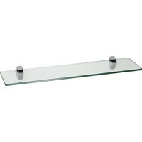 ib style Wandregal Glasregal 10mm klar 40 x 20 cm + Clip CUCALE Verchromt, Glasboden aus ESG-Sicherheitsglas - Wandregal silberfarben