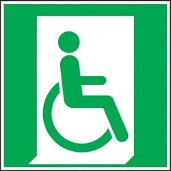 Schild I Rettungszeichen Rettungsweg Rollstuhlfahrer rechts, Kunststoff, 150x150mm, ISO 7010