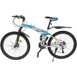 fennnds 26 Zoll Premium Mountainbike Fahrrad MIT Blau & Weiß für Mädchen Jungen Herren und Damen 21 Gang Schaltung