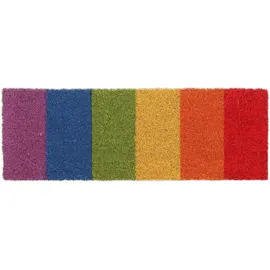 Relaxdays Fußmatte Regenbogen, Schuhabtreter 75 x 25 cm, wetterfest & rutschfest, Türvorleger innen & außen, bunt