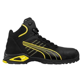 Puma Amsterdam Mid Gr. 42 schwarz/gelb Leder S3 SRC EN20345