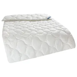 Kunstfaserbettdecke BECO "EcoWell Bettdecken für Sommer und Winter, Decke", beige (natur), B:155cm L:220cm, Obermaterial: 100% Polyester, Bettdecken, Bettdecke 135x200 cm, 155x220 cm und weitere Größen, blauer Engel