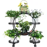 Blumenständer Metall Pflanzenregal mit rolle Blumenregal Blumentreppe Pflanzentreppe Garten mehrstoeckig - Unho