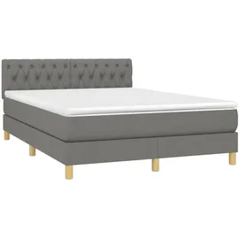 vidaXL Boxspringbett 140 x 200 cm Dunkelgrau