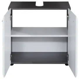 trendteam Waschbeckenunterschrank 2 Türen 60 x 57 x 31 cm Weiß Hochglanz/Grau