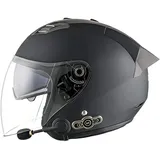Bluetooth Motorradhelm Jethelm Helm Rollerhelm Halbschalenhelm Pilot Chopper Scooter Jet Halbhelm mit Visier Jethelm ECE Zertifizierung B,L