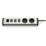 EHMANN USB Ladegerät 6x USB-A, Schutzkontakt-Steckdose Grau, Schwarz Innenbereich