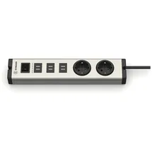 EHMANN USB Ladegerät 6x USB-A, Schutzkontakt-Steckdose Grau, Schwarz Innenbereich
