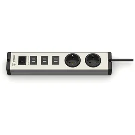 EHMANN USB Ladegerät 6x USB-A, Schutzkontakt-Steckdose Grau, Schwarz Innenbereich