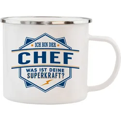 H&H Echter Kerl Emaille-Becher Chef