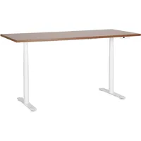 Beliani Schreibtisch Braun/Weiß Melamin 180x80cm Elektrisch Höhenverstellbar Rechteckig mit