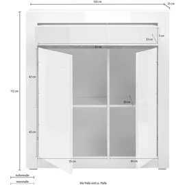Home Affaire Carat 100 x 112 x 35 cm Weiß / Grau