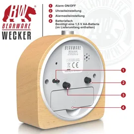 Bearware Wecker analog hellbraun