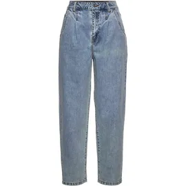 Buffalo Relax-fit-Jeans "in modischem Crop-Design", Damen, Gr. 36, N-Gr, blau (blau, washed), Denim/Jeans, Obermaterial: 100% Baumwolle, unifarben, figurumspielend knöchelfrei, Jeans, in High-Waist-Form mit Bundfalten, verkürzte Länge, Sommerhose, Topseller
