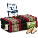 Kindermatratze Klappmatratze 70 cm breit - 140x70x8cm - Faltmatratze für Kinder, livasia, 8 cm hoch, Kapok, vegan, handgefertigt rot|schwarz