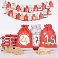 LuxusKollektion Adventskalender 2024 zum Befüllen Jutesäckchen 18x13cm mit Aufkleber