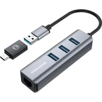 GRAUGEAR USB-HUB 3x USB 3.0 Ports Type-A+ Gbit LAN retail - Weiß