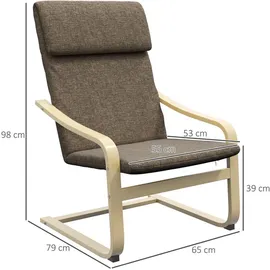 Homcom Relaxstuhl mit Kopfkissen Leinenoptik für Wohnzimmer 65 x 69 x 98cm