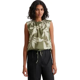 Marc O'Polo Cropped Blusentop aus leichtem Baumwoll-Voile, Lind, 46,