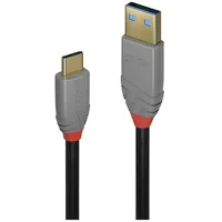 Lindy USB-Kabel USB 3.2 Gen2 USB-C® Stecker, USB-A Stecker 0.50m Schwarz, Grau 36910