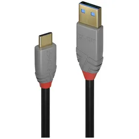 Lindy USB-Kabel USB 3.2 Gen2 USB-C® Stecker, USB-A Stecker 0.50m Schwarz, Grau 36910