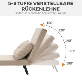Homcom Schlafsofa, Klappbett mit Bettfunktion, Relaxsessel mit Rückenkissen, Polstersofa mit Verstellbarer Rückenlehne, Samtoptik, 63 x 73 x 81 cm,