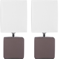 GLOBO 2x Tisch Lampen Schlafzimmer Keramik Textil Schirm Dielen