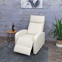 Fernsehsessel HWC-F76, Relaxsessel Sessel Liegesessel, Liegefunktion verstellbar Stoff/Textil creme