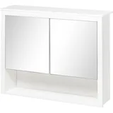 HOMCOM Badezimmerschrank mit Spiegel, Wand-Badezimmerschrank, 2 Spiegeltüren, mit offenen Aufbewahrungsregalen, 80 B x 20 T x 65 H cm, weiß   Aosom