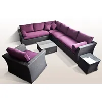 Ragnarök-Möbeldesign PolyRattan - DEUTSCHE Marke - EIGENE Produktion - 8 Jahre GARANTIE - Lounge Garten Möbel Glas Polster SCHWARZ Gartenmöbel Aluminium Rostfrei Sofa