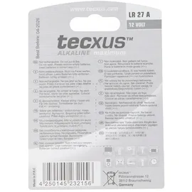 Tecxus LR27 A Alkaline Batterie L828, 12 Volt, Abmessungen 28,8 x 8 mm