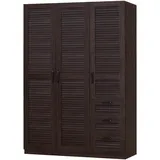 [en.casa] Kleiderschrank Finning 176x120x52 cm 3 Schubladen Walnuss, dunkel