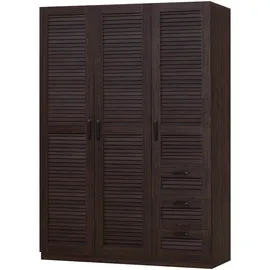 [en.casa] Kleiderschrank Finning 176x120x52 cm 3 Schubladen Walnuss, dunkel