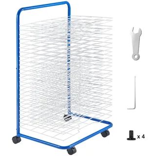 Vevor Kunst-Trockenständer mit 25 herausnehmbaren Regalen (584 x 400 mm) Trockenständer mit feststellbaren Rädern, Gemälde-Trockenständer aus Kohlenstoffstahl für Kunstwerke in Klassenzimmern