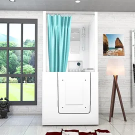 AcquaVapore Seniorendusche und Sitzwanne Kombination Wanne mit Tür 100 x 78 x 205 cm (S02D-TH-B-L)