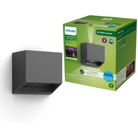 Philips Wandleuchte LED spritzwassergeschützt 2700K 800lm IP44 Anthrazit
