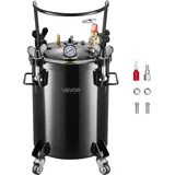 Vevor Druckbehälter, 30 L Drucktank aus Stahl mit 2 Anschlüssen (EU/AU) für Heimgebrauch Heimwerkerarbeiten Kunstkreationen, Behälter mit großem Durchmesser & 4 Rollen