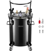 Vevor Druckbehälter, 30 L Drucktank aus Stahl mit 2 Anschlüssen (EU/AU) für Heimgebrauch Heimwerkerarbeiten Kunstkreationen, Behälter mit großem Durchmesser & 4 Rollen