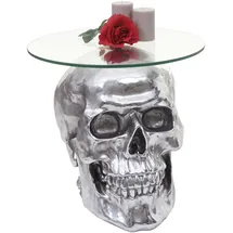 Mendler Beistelltisch Totenkopf 52x55x55cm silber