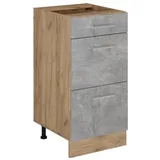 Vicco Küchenunterschrank R-Line, Beton, 40 cm mit Schubladen, ohne Arbeitsplatte