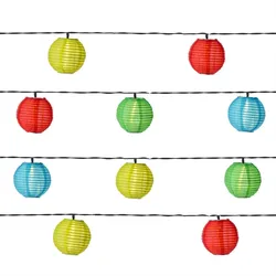 LED Solar Lampionkette 10 bunte Lampions 8 Funktionen 4,5m Garten Balkon