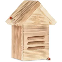 Relaxdays Marienkäferhaus, Holz, Marienkäferhotel Garten, zum Aufhängen, Insektenhotel für Marienkäfer, natur/braun