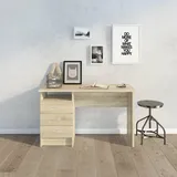 Dmora Linearer Schreibtisch mit drei Schubladen, Eichenfarbe, Maße 120 x 72 x 48 cm