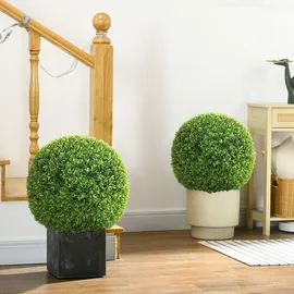 pzcc Set mit 2 Künstlichen Buchsbaumkugeln Ø40 cm, Lila