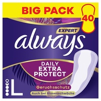 Always Dailies Extra Protect Slipeinlagen Damen, Long (40 Binden) Giga Pack, geruchsneutralisierend, atmungsaktiv, flexibel
