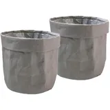 Spetebo Papier Blumentopf 32 x 30 cm - Taupe / 2er Set - Kraftpapier Übertopf - Deko Blumen Pflanzen Tasche Beutel Tüte Topf faltbar