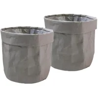 Spetebo Papier Blumentopf 32 x 30 cm - Taupe / 2er Set - Kraftpapier Übertopf - Deko Blumen Pflanzen Tasche Beutel Tüte Topf faltbar